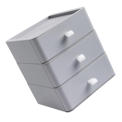 Uonlytech Mehrschichtige Aufbewahrungsbox Desktop-speicher Deckel Kleines Tischregal Bücherwagen Behälter Desktop-briefpapierboxen Zubehör Computerständer Kabine Schließfach Grey Plastik von Uonlytech