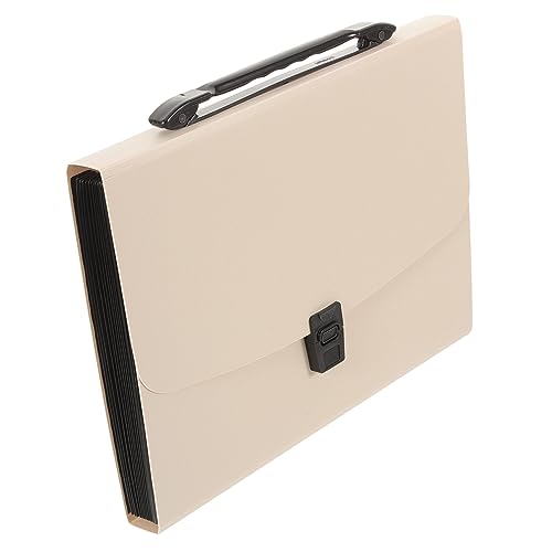 Uonlytech Ordner Office -Paket erweiterbarer Ordner mit Trennwänden Schule Dateiordner Tragbar Dokumentordner Büroorganisation Papier-Organizer-Ordner Konzertina-Datei Büroordner pp Beige von Uonlytech
