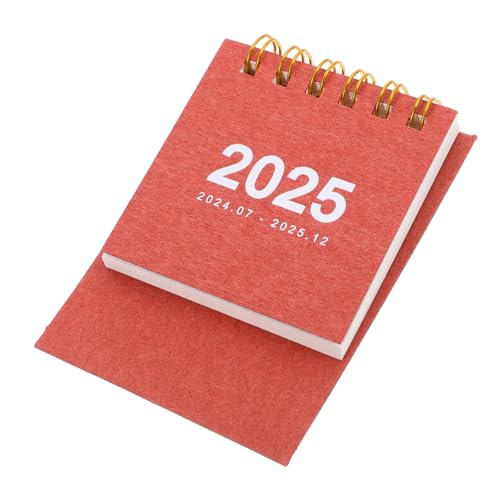 Uonlytech Tischkalender 2025 Schreibtisch-fliping-kalender Mini-tischkalender Dekorativ Schreibtischkalender Monatlicher Desktop-kalender Täglich Vertikale Kalenderschreibtisch Papier Rot von Uonlytech
