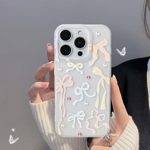 Phone Hülle Kompatibel mit iPhone 15 6.1 Inch, Colourful Bows and Bow Tie Motif Shiny Pattern Mobile Phone Case, Unique Aesthetic Trendy Anti-Scratch Thin Mobile Phone Case (Fliege, iP 15) von Uorker