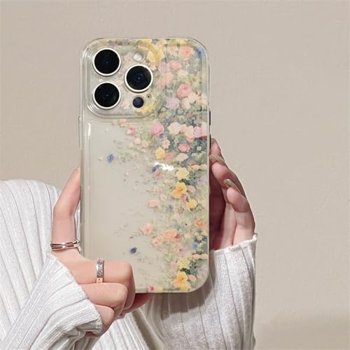 Uorker Kompatibel mit iPhone 16 Hülle 6.1 Inch, Transparent Clear Case with Full-Screen Scattered Flower Pattern, Vintage Blume case für Soft TPU Gummi Schutzhülle(Transparente Blumen, iPhone 16) von Uorker
