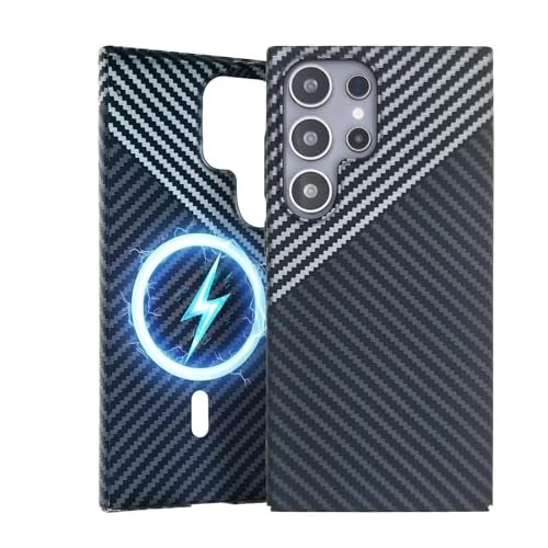 Uorker for Hülle für Samsung Galaxy S24 Ultra, [Kompatibel mit Mag-Safe] Carbonfaser Ultradünne und Kratzfeste Schutzhülle, Kevlar Magnetische Stoßfest Anti-Fingerabdruck Schutzhülle (04) von Uorker