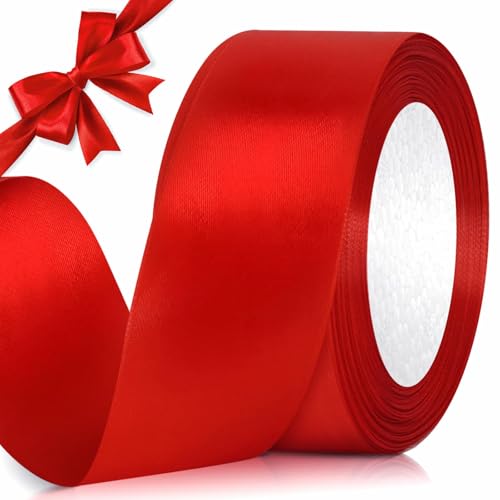 2 Rollen 3,8 cm breit x 22,8 m rotes Band, Premium-Satinband, perfekt für Geschenkverpackungen, Blumensträuße, Hochzeit, handgefertigte Schleifen, Party-Dekorationen 2 Rollen 3,8 cm breit x 22,8 m rotes Band, Premium-Satinband, perfekt für Geschenkverpackungen, Blumensträuße, Hochzeit, handgefertigte Schleifen, Party-Dekorationen von Uormsici