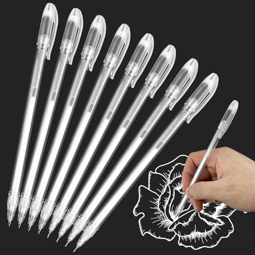 Uoww Gelstifte Weiß 8 Stück Weißer Stift 0,6mm 0,8mm Spitze Acrylstifte Marker Stifte Weiße Highlight Skizzieren Stifte für Schwarzes Papier Scrappingbook Gästebuch Kunstdesign Zeichnung von Uoww