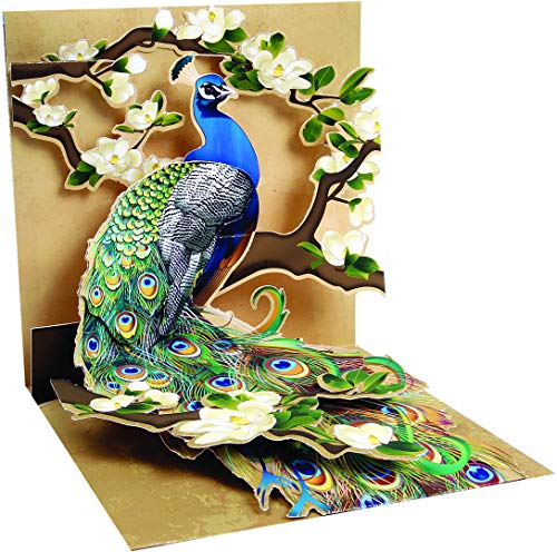 3D-Pop-Up-Pfau und Magnolien, Geburtstag, Muttertag, jederzeit von Up With Paper