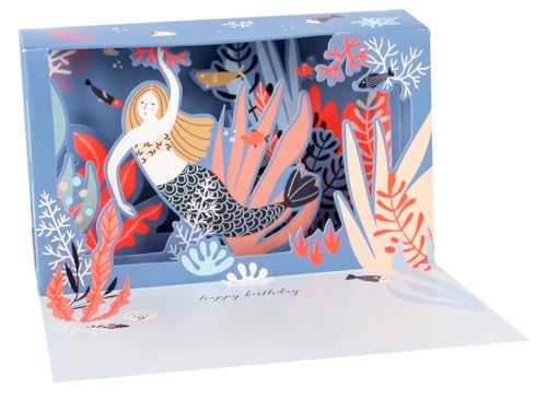Licht Box Pop Up Neuheit 4D Karte Geburtstag Grußkarte Meerjungfrau 13x16cm von Up With Paper