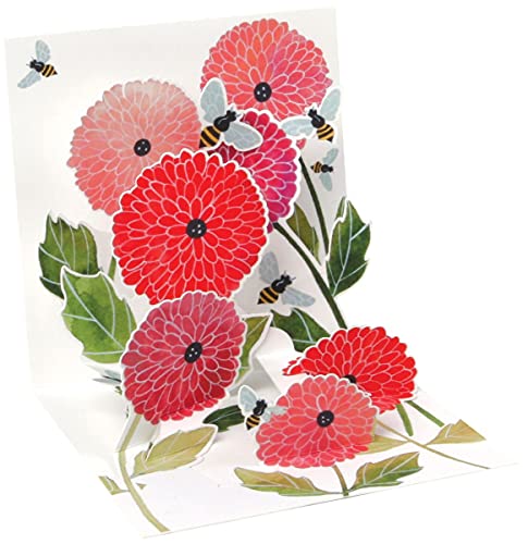 Pop UP 3D Karte Geburtstag Mini Grußkarte Blumen Dahlien 7,6x7,6cm von Up With Paper
