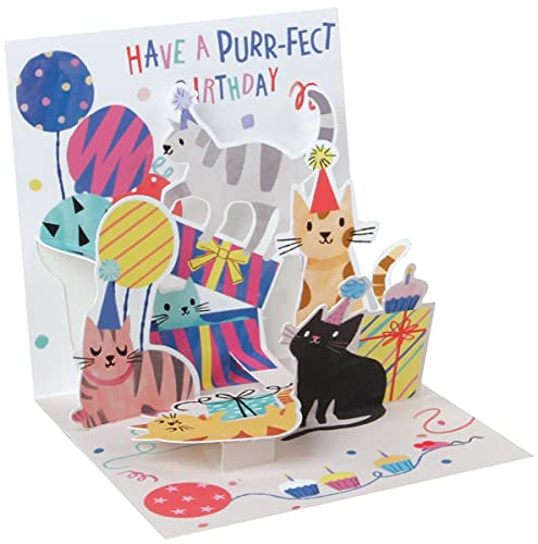 Pop UP 3D Karte Geburtstag Mini Grußkarte Katzen Party 7,6x7,6cm von Up With Paper
