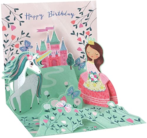 Pop Up 3D Karte Geburtstag Grußkarte Einhorn Prinzessin 13x13cm von Up With Paper