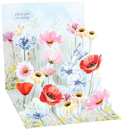 Pop Up 3D Karte Geburtstag Grußkarte Mohn Blumenwiese 13x13cm von Up With Paper