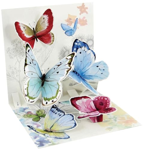 Pop Up 3D Karte Geburtstag Grußkarte Schmetterlinge 13x13cm von Up With Paper