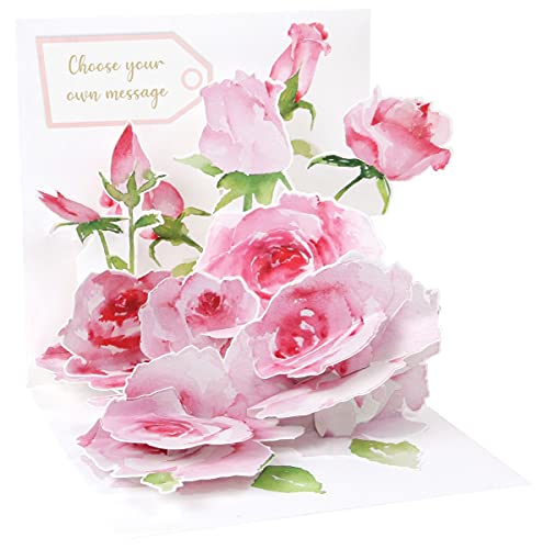Pop Up 3D Karte Geburtstag Popshot Grußkarte Pink Rosen 13x13cm von Up With Paper