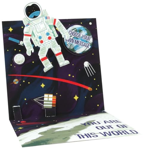 Pop Up 3D Karte mit LICHT Geburtstag Grußkarte Astronaut 13x13cm von Up With Paper