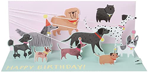 Pop Up 3D Panorama Karte Geburtstag Grußkarte Hunde Spaziergang 10x23cm von Up With Paper