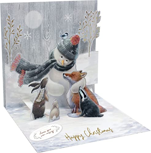 Pop Up 3D Weihnachten Karte PopShot Winter Schneemann Fuchs 13x13 cm von Up With Paper