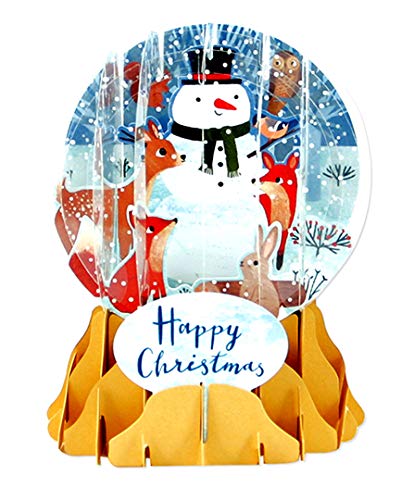 Pop Up 3D Weihnachten Kugel Form Grußkarte PopShot Schneemann Reh 9x13cm von Up With Paper