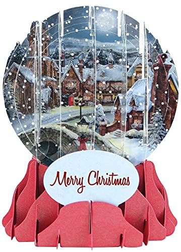 Pop Up 3D Weihnachten Kugel Form Grußkarte PopShot Winterdorf 9x13cm von Up With Paper