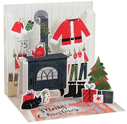 Pop Up 3D Weihnachten Mini Grußkarte PopShot Kaminofen 7,6x7,6cm von Up With Paper