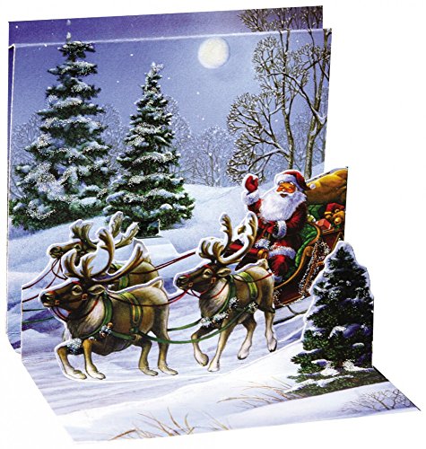 Pop Up 3D Weihnachts Mini Grußkarte PopShot Fahrt durch den Winterwald 7,6x7,6cm von Up With Paper