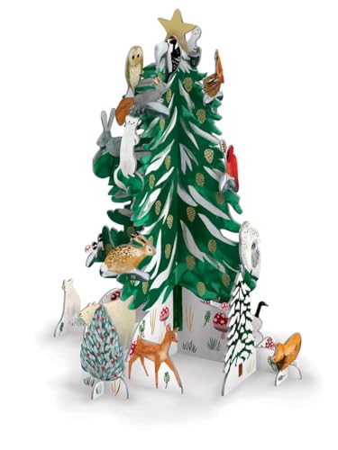 XXL Adventskalender Weihnachten Roger la Borde Pop Up Ausgestanzt Winter Tanne Tiere 26x40cm von Up With Paper
