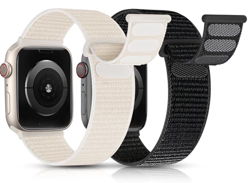 UpNeioco 2 Stück Nylon Loop Armbänder Kompatibel mit Apple Watch Armband 40mm 41mm 38mm-Sport Klettverschluss Armband Herren Damen, Stoff Geflochtenes Ersatz Band für iWatch Series 9 SE 8 7 6 5 4 3 2 von UpNeioco