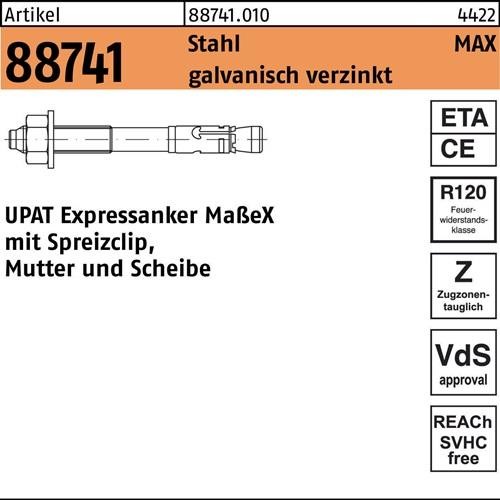 10 Stk. Upat Expressanker R 88741 MAX 12/200/300 Stahl galv.verz. 10 Stück 10 Stk. Upat Expressanker R 88741 MAX 12/200/300 Stahl galv.verz. 10 Stück von Upat
