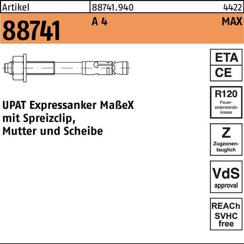 20 Stk. Upat Expressanker R 88741 MAX 12/50/150 A 4 20 Stück 887419400120050 20 Stk. Upat Expressanker R 88741 MAX 12/50/150 A 4 20 Stück 887419400120050 von Upat