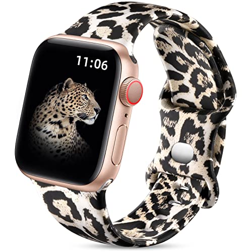 Upeak Doppelseitiges Blumenarmband für Apple Watch Armband 45mm 44mm 46mm 42mm(Series 1 2 3), Silikon Armband für iWatch Ultra/10//9/8/7/6/5/4/3/2/1/SE, 44 45 46 49 42mm(S 3 2 1)-S/M, Leopard Upeak Doppelseitiges Blumenarmband für Apple Watch Armband 45mm 44mm 46mm 42mm(Series 1 2 3), Silikon Armband für iWatch Ultra/10//9/8/7/6/5/4/3/2/1/SE, 44 45 46 49 42mm(S 3 2 1)-S/M, Leopard von Upeak