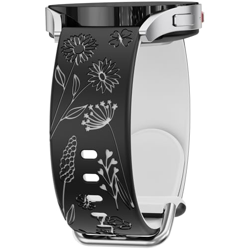 Floral Gravierte Armband Kompatibel mit Samsung Galaxy Watch 6 5 4 40mm 44mm, Watch 6 4 Classic 43mm 47mm, Watch 5 Pro 45mm, 20mm Damen Armbänder BW von UpfurMach