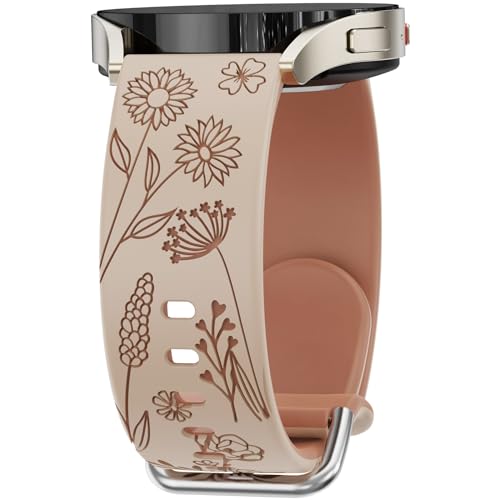 Floral Gravierte Armband Kompatibel mit Samsung Galaxy Watch 6 5 4 40mm 44mm, Watch 6 4 Classic 43mm 47mm, Watch 5 Pro 45mm, 20mm Damen Armbänder MTB von UpfurMach