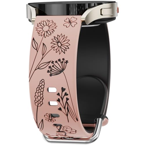 Floral Gravierte Armband Kompatibel mit Samsung Galaxy Watch 6 5 4 40mm 44mm, Watch 6 4 Classic 43mm 47mm, Watch 5 Pro 45mm, 20mm Damen Armbänder PB von UpfurMach