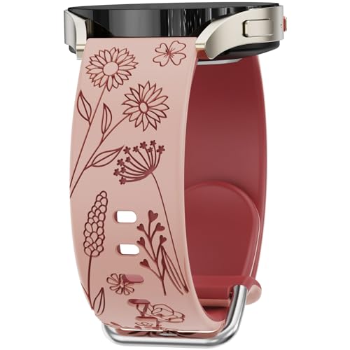 Floral Gravierte Armband Kompatibel mit Samsung Galaxy Watch 6 5 4 40mm 44mm, Watch 6 4 Classic 43mm 47mm, Watch 5 Pro 45mm, 20mm Damen Armbänder PWR von UpfurMach