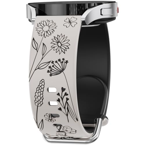 Floral Gravierte Armband Kompatibel mit Samsung Galaxy Watch 6 5 4 40mm 44mm, Watch 6 4 Classic 43mm 47mm, Watch 5 Pro 45mm, 20mm Damen Armbänder SB von UpfurMach