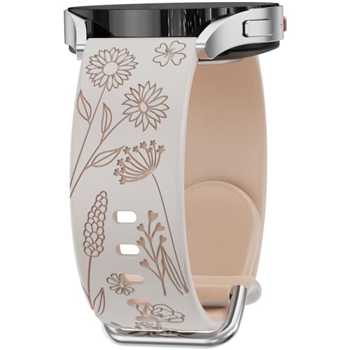 Floral Gravierte Armband Kompatibel mit Samsung Galaxy Watch 6 5 4 40mm 44mm, Watch 6 4 Classic 43mm 47mm, Watch 5 Pro 45mm, 20mm Damen Armbänder SMT von UpfurMach