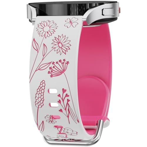 Floral Gravierte Armband Kompatibel mit Samsung Galaxy Watch 6 5 4 40mm 44mm, Watch 6 4 Classic 43mm 47mm, Watch 5 Pro 45mm, 20mm Damen Armbänder WHP von UpfurMach