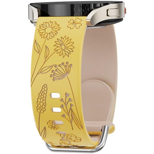 Floral Gravierte Armband Kompatibel mit Samsung Galaxy Watch 6 5 4 40mm 44mm, Watch 6 4 Classic 43mm 47mm, Watch 5 Pro 45mm, 20mm Damen Armbänder YMT von UpfurMach