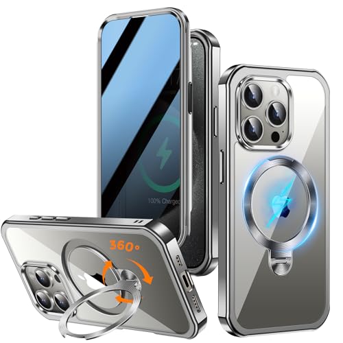 Upholyee [360° drehbarer CD-Ständer und integrierter Sichtschutz, magnetische Hülle für iPhone 15 Pro Max, kompatibel mit MagSafe und Full Signal], mil-gradig, stoßfest, Rundumschutz, von Upholyee