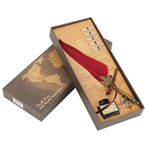 Uplory European Retro Dip Stift box Set Geburtstags Lehrer Tag Abschluss (Wine Red) von Uplory