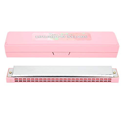 Uplory Professionelle Mundharmonika, diatonische Harfe, C-Tonart, Edelstahl-Abdeckplatte, 24 Löcher (Rosa) von Uplory