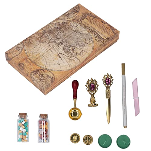 Uplory Wax Stamp Kit Europäischer Stil Retro DIY Stamp Hand Account Hüllkurve Feuerfarbe Versiegelung Wachs Kit Erde Box Dekoration (Fuchsia) von Uplory