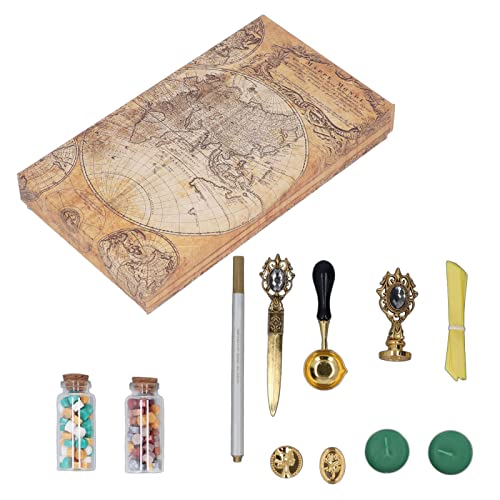 Uplory Wax Stamp Kit Europäischer Stil Retro DIY Stamp Hand Account Hüllkurve Feuerfarbe Versiegelung Wachs Kit Erde Box Dekoration (Gray) von Uplory