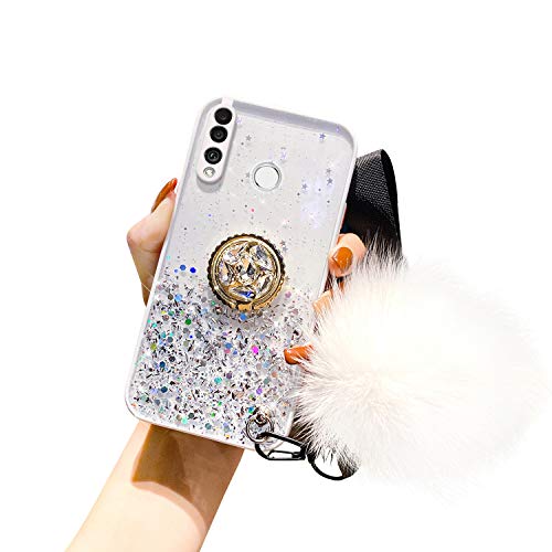 Kompatibel mit Huawei P30 Lite Hülle Glänzend Glitzer Strass Bling Sterne TPU Silikon Handy Hülle Durchsichtig Ultradünn Schutzhülle Diamant Ring Ständer Haarball Anhänger,Weiß Kompatibel mit Huawei P30 Lite Hülle Glänzend Glitzer Strass Bling Sterne TPU Silikon Handy Hülle Durchsichtig Ultradünn Schutzhülle Diamant Ring Ständer Haarball Anhänger,Weiß von Uposao