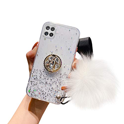 Kompatibel mit Samsung Galaxy A12 5G Hülle Glänzend Glitzer Strass Bling Sterne TPU Silikon Handy Hülle Durchsichtig Ultradünn Schutzhülle Diamant Ring Ständer Haarball Anhänger,Transparent Kompatibel mit Samsung Galaxy A12 5G Hülle Glänzend Glitzer Strass Bling Sterne TPU Silikon Handy Hülle Durchsichtig Ultradünn Schutzhülle Diamant Ring Ständer Haarball Anhänger,Transparent von Uposao