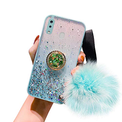 Kompatibel mit Samsung Galaxy A20/A30 Hülle Glänzend Glitzer Strass Bling Sterne TPU Silikon Handy Hülle Durchsichtig Ultradünn Schutzhülle Diamant Ring Ständer Haarball Anhänger,Grün Kompatibel mit Samsung Galaxy A20/A30 Hülle Glänzend Glitzer Strass Bling Sterne TPU Silikon Handy Hülle Durchsichtig Ultradünn Schutzhülle Diamant Ring Ständer Haarball Anhänger,Grün von Uposao