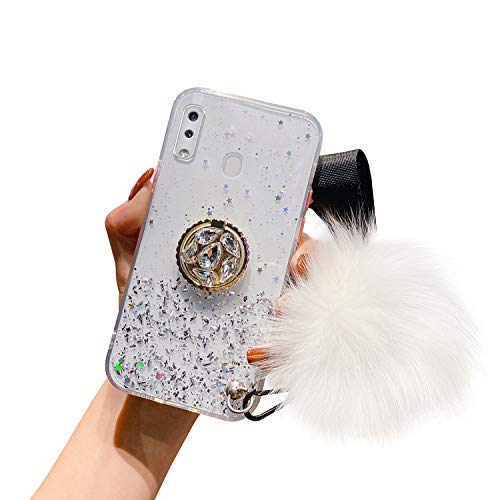 Kompatibel mit Samsung Galaxy A20/A30 Hülle Glänzend Glitzer Strass Bling Sterne TPU Silikon Handy Hülle Durchsichtig Ultradünn Schutzhülle Diamant Ring Ständer Haarball Anhänger,Transparent Kompatibel mit Samsung Galaxy A20/A30 Hülle Glänzend Glitzer Strass Bling Sterne TPU Silikon Handy Hülle Durchsichtig Ultradünn Schutzhülle Diamant Ring Ständer Haarball Anhänger,Transparent von Uposao