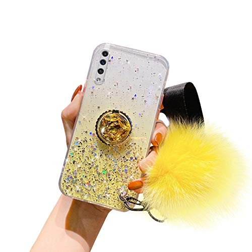 Kompatibel mit Samsung Galaxy A50 Hülle Glänzend Glitzer Strass Bling Sterne TPU Silikon Handy Hülle Durchsichtig Ultradünn Schutzhülle Diamant Ring Ständer Haarball Anhänger,Gelb Kompatibel mit Samsung Galaxy A50 Hülle Glänzend Glitzer Strass Bling Sterne TPU Silikon Handy Hülle Durchsichtig Ultradünn Schutzhülle Diamant Ring Ständer Haarball Anhänger,Gelb von Uposao