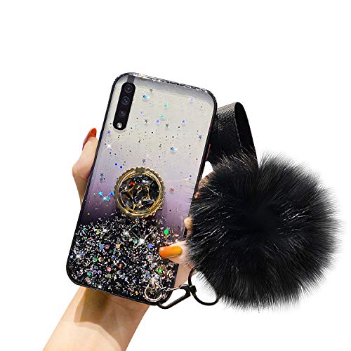 Kompatibel mit Samsung Galaxy A50 Hülle Glänzend Glitzer Strass Bling Sterne TPU Silikon Handy Hülle Durchsichtig Ultradünn Schutzhülle Diamant Ring Ständer Haarball Anhänger,Schwarz Kompatibel mit Samsung Galaxy A50 Hülle Glänzend Glitzer Strass Bling Sterne TPU Silikon Handy Hülle Durchsichtig Ultradünn Schutzhülle Diamant Ring Ständer Haarball Anhänger,Schwarz von Uposao