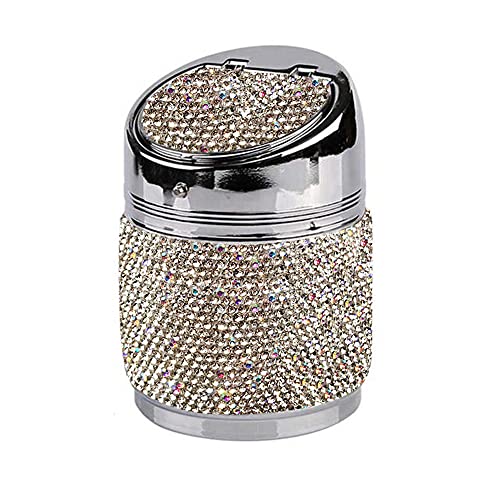 Uposao Bling Bling Strass Diamant Auto Aschenbecher, Auto LED Aschenbecher mit Deckel,Abnehmbarer Zigarettenaschenbecher für das Büro zu Hause,igaretten Aufbewahrungs Getränkehalter von Uposao