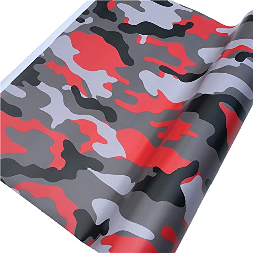 Uposao Camouflage Auto Folie,152cmx30cm Auto Vinylfolie Selbstklebende Tarnung Fahrzeug Lackschutzfolie Auto Schutzfolie DIY Vinyl Folie Autoaufkleber für Auto Motorrad Fahrrad,Rot von Uposao