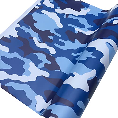 Uposao Camouflage Auto Folie,152cmx50cm Auto Vinylfolie Selbstklebende Tarnung Fahrzeug Lackschutzfolie Auto Schutzfolie DIY Vinyl Folie Autoaufkleber für Auto Motorrad Fahrrad,Blau von Uposao